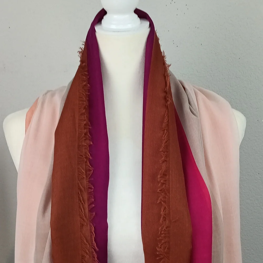 A New Day Women's Multicolor Stripped Wide Long Fringe Edge Scarf / Wrap